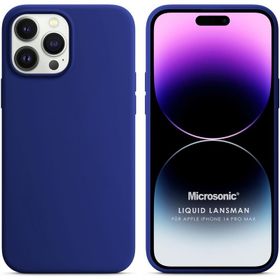 Microsonic Apple iPhone 14 Pro Max Liquid Lansman Silikon Lacivert Cep Telefonu Kılıfı