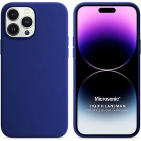 Microsonic Apple iPhone 14 Pro Max Liquid Lansman Silikon Lacivert Cep Telefonu Kılıfı