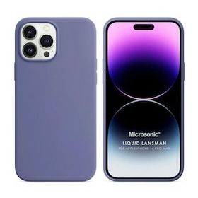 Microsonic Apple iPhone 14 Pro Max Liquid Lansman Silikon Lavanta Grisi Cep Telefonu Kılıfı