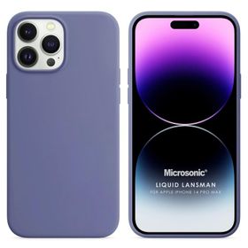 Microsonic Apple iPhone 14 Pro Max Liquid Lansman Silikon Lavanta Grisi Cep Telefonu Kılıfı