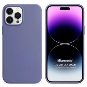 Microsonic Apple iPhone 14 Pro Max Liquid Lansman Silikon Lavanta Grisi Cep Telefonu Kılıfı