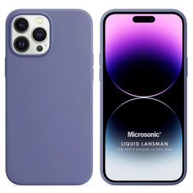 Microsonic Apple iPhone 14 Pro Max Liquid Lansman Silikon Lavanta Grisi Cep Telefonu Kılıfı