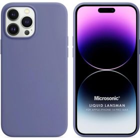 Microsonic Apple iPhone 14 Pro Max Liquid Lansman Silikon Lavanta Grisi Cep Telefonu Kılıfı