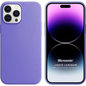 Microsonic Apple iPhone 14 Pro Max Liquid Lansman Silikon Lila Cep Telefonu Kılıfı