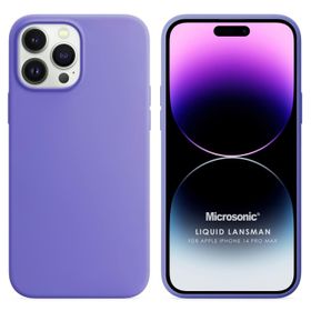 Microsonic Apple iPhone 14 Pro Max Liquid Lansman Silikon Lila Cep Telefonu Kılıfı