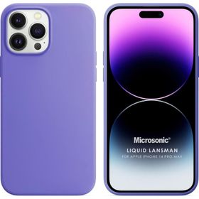 Microsonic Apple iPhone 14 Pro Max Liquid Lansman Silikon Lila Cep Telefonu Kılıfı