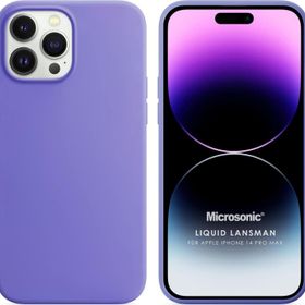Microsonic Apple iPhone 14 Pro Max Liquid Lansman Silikon Lila Cep Telefonu Kılıfı