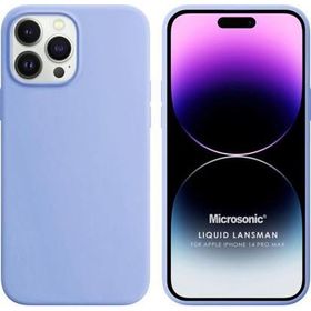 Microsonic Apple iPhone 14 Pro Max Liquid Lansman Silikon Mavi Cep Telefonu Kılıfı