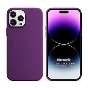 Microsonic Apple iPhone 14 Pro Max Liquid Lansman Silikon Mor Cep Telefonu Kılıfı
