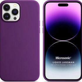 Microsonic Apple iPhone 14 Pro Max Liquid Lansman Silikon Mor Cep Telefonu Kılıfı
