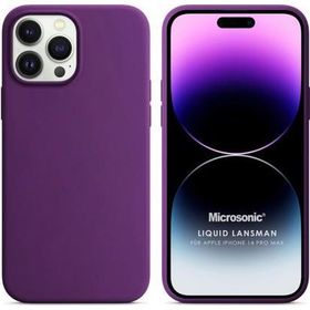 Microsonic Apple iPhone 14 Pro Max Liquid Lansman Silikon Mor Cep Telefonu Kılıfı