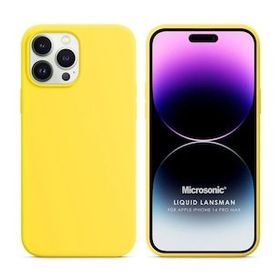 Microsonic Apple iPhone 14 Pro Max Liquid Lansman Silikon Sarı Cep Telefonu Kılıfı