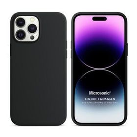 Microsonic Apple iPhone 14 Pro Max Liquid Lansman Silikon Siyah Cep Telefonu Kılıfı