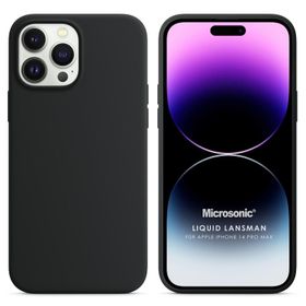 Microsonic Apple iPhone 14 Pro Max Liquid Lansman Silikon Siyah Cep Telefonu Kılıfı