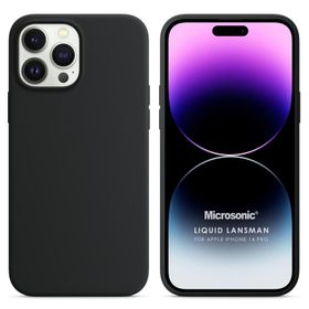 Microsonic Apple iPhone 14 Pro Max Liquid Lansman Silikon Siyah Cep Telefonu Kılıfı