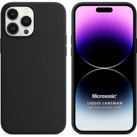 Microsonic Apple iPhone 14 Pro Max Liquid Lansman Silikon Siyah Cep Telefonu Kılıfı