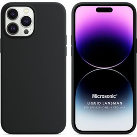 Microsonic Apple iPhone 14 Pro Max Liquid Lansman Silikon Siyah Cep Telefonu Kılıfı