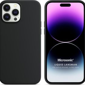 Microsonic Apple iPhone 14 Pro Max Liquid Lansman Silikon Siyah Cep Telefonu Kılıfı