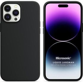 Microsonic Apple iPhone 14 Pro Max Liquid Lansman Silikon Siyah Cep Telefonu Kılıfı