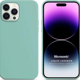 Microsonic Apple iPhone 14 Pro Max Liquid Lansman Silikon Su Yeşili Cep Telefonu Kılıfı