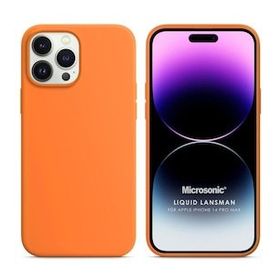 Microsonic Apple iPhone 14 Pro Max Liquid Lansman Silikon Turuncu Cep Telefonu Kılıfı