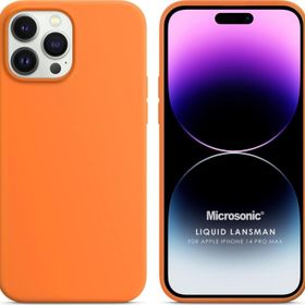 Microsonic Apple iPhone 14 Pro Max Liquid Lansman Silikon Turuncu Cep Telefonu Kılıfı
