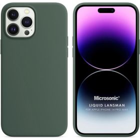 Microsonic Apple iPhone 14 Pro Max Liquid Lansman Silikon Yeşil Cep Telefonu Kılıfı