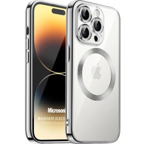 Microsonic Apple iPhone 14 Pro Max MagSafe Luxury Electroplate Gümüş Cep Telefonu Kılıfı