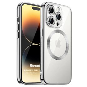 Microsonic Apple iPhone 14 Pro Max MagSafe Luxury Electroplate Gümüş Cep Telefonu Kılıfı