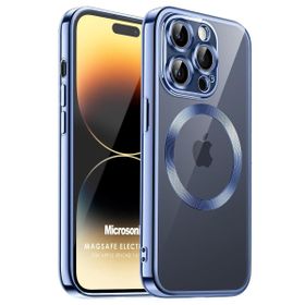 Microsonic Apple iPhone 14 Pro Max MagSafe Luxury Electroplate Mavi Cep Telefonu Kılıfı