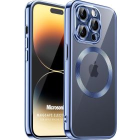 Microsonic Apple iPhone 14 Pro Max MagSafe Luxury Electroplate Mavi Cep Telefonu Kılıfı