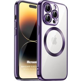 Microsonic Apple iPhone 14 Pro Max MagSafe Luxury Electroplate Mor Cep Telefonu Kılıfı