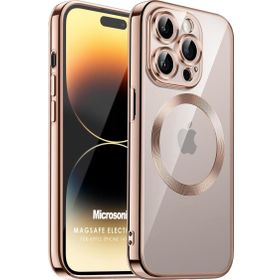 Microsonic Apple iPhone 14 Pro Max MagSafe Luxury Electroplate Rose Gold Cep Telefonu Kılıfı