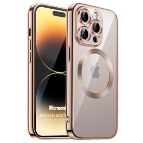 Microsonic Apple iPhone 14 Pro Max MagSafe Luxury Electroplate Rose Gold Cep Telefonu Kılıfı