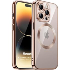 Microsonic Apple iPhone 14 Pro Max MagSafe Luxury Electroplate Rose Gold Cep Telefonu Kılıfı
