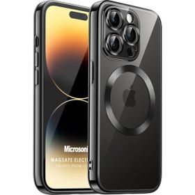 Microsonic Apple iPhone 14 Pro Max MagSafe Luxury Electroplate Siyah Cep Telefonu Kılıfı
