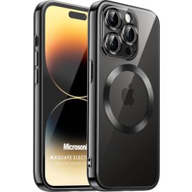 Microsonic Apple iPhone 14 Pro Max MagSafe Luxury Electroplate Siyah Cep Telefonu Kılıfı