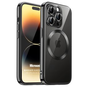 Microsonic Apple iPhone 14 Pro Max MagSafe Luxury Electroplate Siyah Cep Telefonu Kılıfı