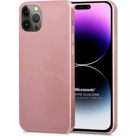 Microsonic Apple iPhone 14 Pro Max Mat Rose Gold Silikon Cep Telefonu Kılıfı