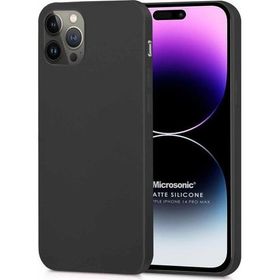 Microsonic Apple iPhone 14 Pro Max Mat Siyah Silikon Cep Telefonu Kılıfı