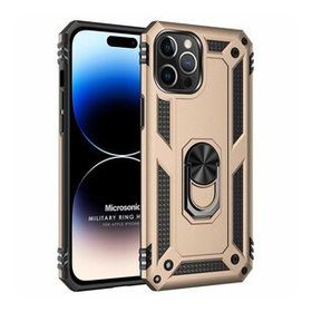 Microsonic Apple iPhone 14 Pro Max Military Ring Holder Gold Cep Telefonu Kılıfı