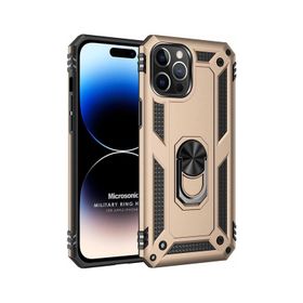 Microsonic Apple iPhone 14 Pro Max Military Ring Holder Gri Cep Telefonu Kılıfı