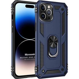 Microsonic Apple iPhone 14 Pro Max Military Ring Holder Lacivert Cep Telefonu Kılıfı