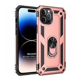 Microsonic Apple iPhone 14 Pro Max Military Ring Holder Rose Gold Cep Telefonu Kılıfı