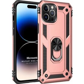 Microsonic Apple iPhone 14 Pro Max Military Ring Holder Rose Gold Cep Telefonu Kılıfı
