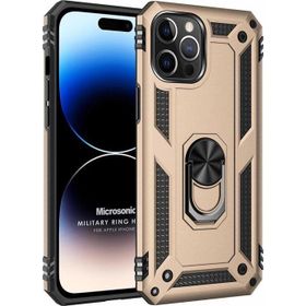 Microsonic Apple iPhone 14 Pro Military Ring Holder Gold Cep Telefonu Kılıfı
