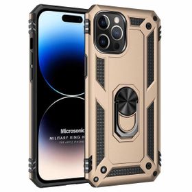 Microsonic Apple iPhone 14 Pro Military Ring Holder Gold Cep Telefonu Kılıfı