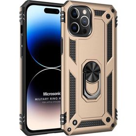 Microsonic Apple iPhone 14 Pro Military Ring Holder Gold Cep Telefonu Kılıfı