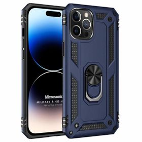 Microsonic Apple iPhone 14 Pro Military Ring Holder Lacivert Cep Telefonu Kılıfı