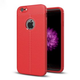 Microsonic Apple iPhone 6 Plus Deri Dokulu Kırmızı Silikon Kılıf
